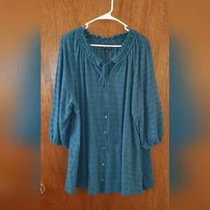 Lane Bryant Teal Knit Top Sz 22/24 3/4 Sleeves